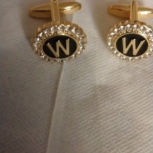 Cufflinks initial "W" $28+ NWOT+free necktie